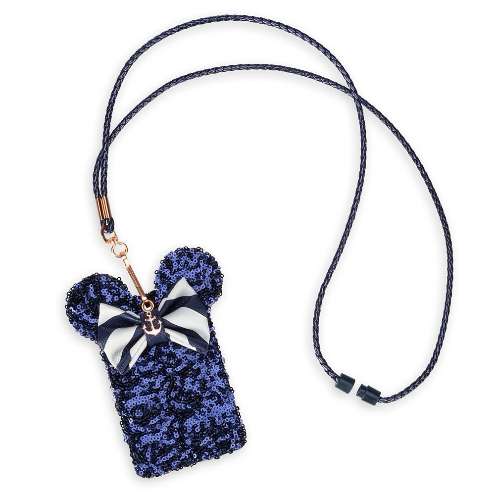 Disney Cruise Line Loungefly blue sequin card holder and lanyard